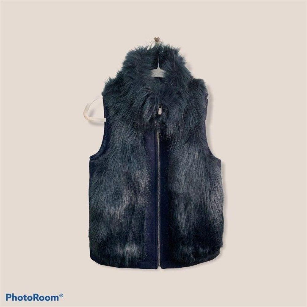 Tommy Hilfiger Blue Faux Fur Vest Size Small